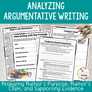 Analyzing Argumentative Writing - Test Prep Packet - The Sparkly Notebook