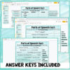 Parts of Speech DIGITAL Activity Set - ZERO Prep - The Sparkly Notebook
