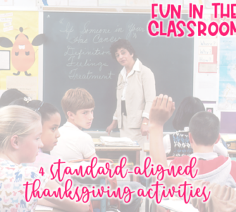 classroom talking about standard-aligned Thanksgiving activities