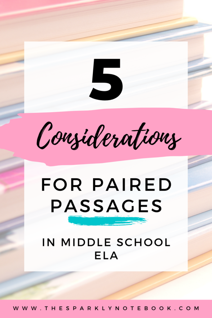 Pin Image
Text reads, "5 Considerations for Paired Passages in Middle School ELA"