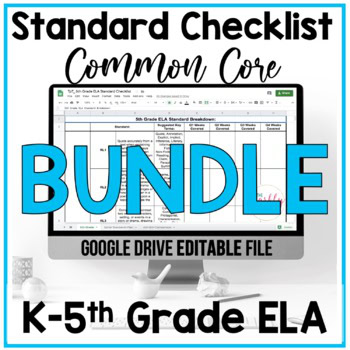 K-5th Grade ELA Common Core Checklist Bundle
