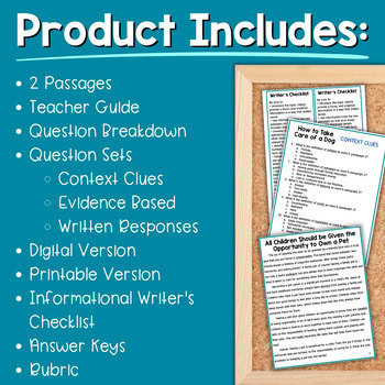 Paired Passages Activities: Informational Writing 4th & 5th Grade ...